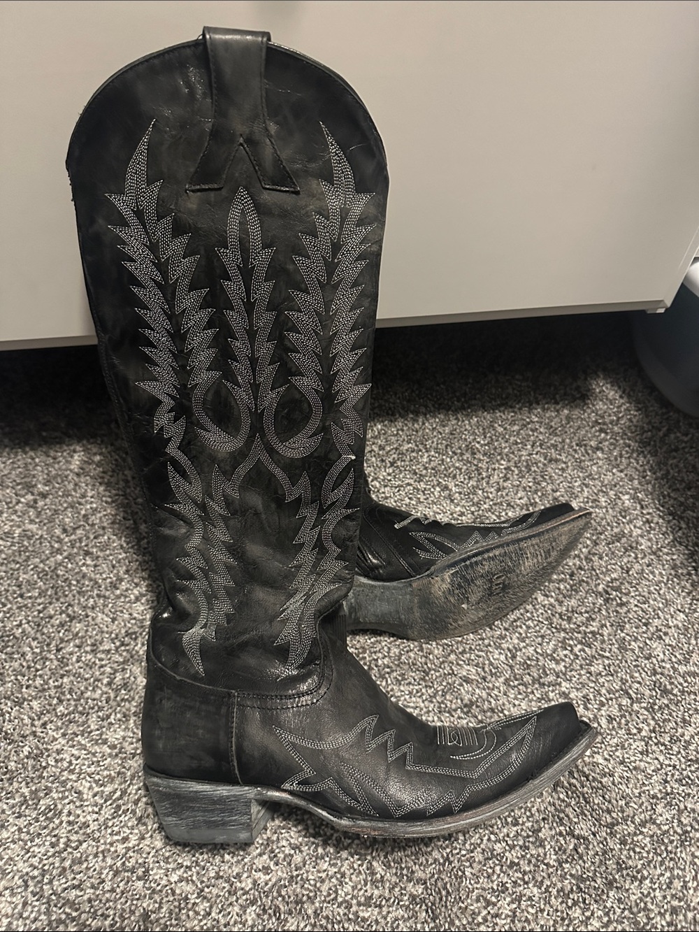Old Gringo Black Western Knee-High Boots with Embroidered Detail - Picture 2 of 4
